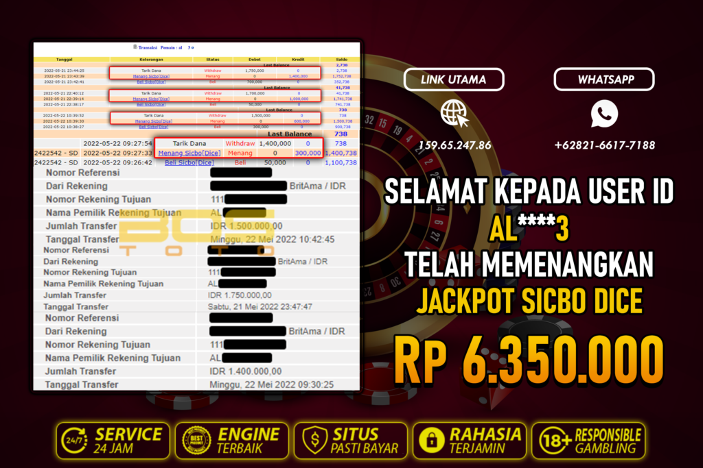 BUKTI PEMBAYARAN JP LIVE CASINO DI BOSTOTO KEPADA MEMBER AL3