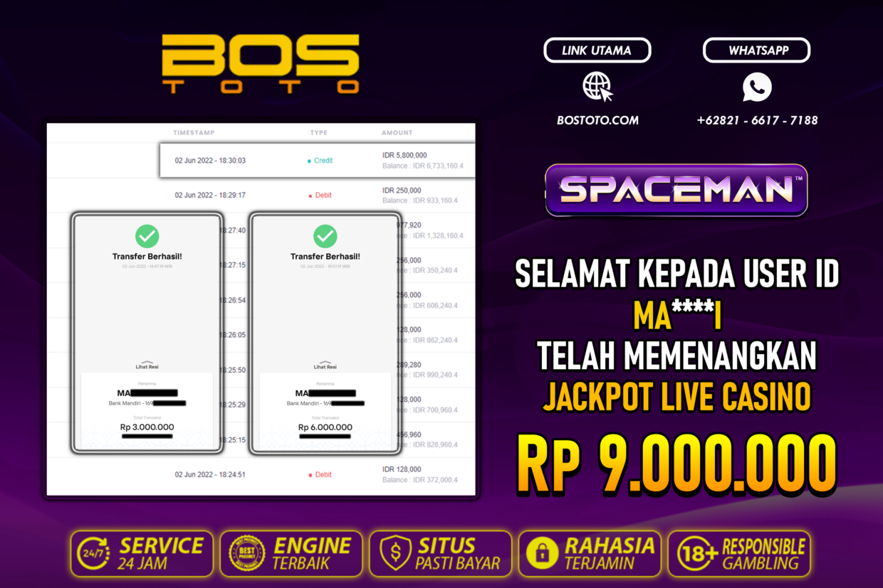 BUKTI PEMBAYARAN JP LIVE CASINO DI BOSTOTO KEPADA MEMBER MAI