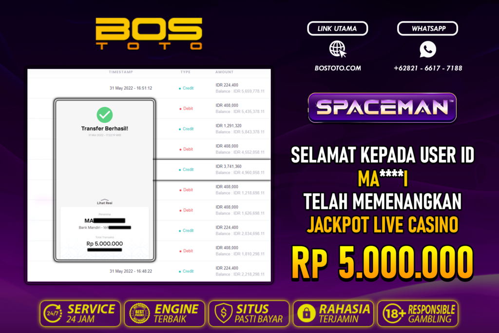 BUKTI PEMBAYARAN JP LIVE CASINO DI BOSTOTO KEPADA MEMBER MAI