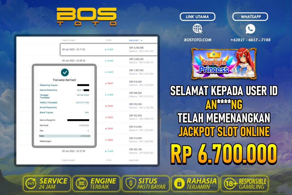 BUKTI PEMBAYARAN JP SLOT ONLINE DI BOSTOTO KEPADA MEMBER ANNG