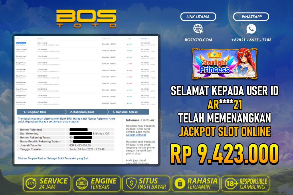 BUKTI PEMBAYARAN JP SLOT ONLINE DI BOSTOTO KEPADA MEMBER AR21