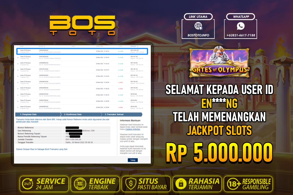 BUKTI PEMBAYARAN JP SLOT ONLINE DI BOSTOTO KEPADA MEMBER ENNG