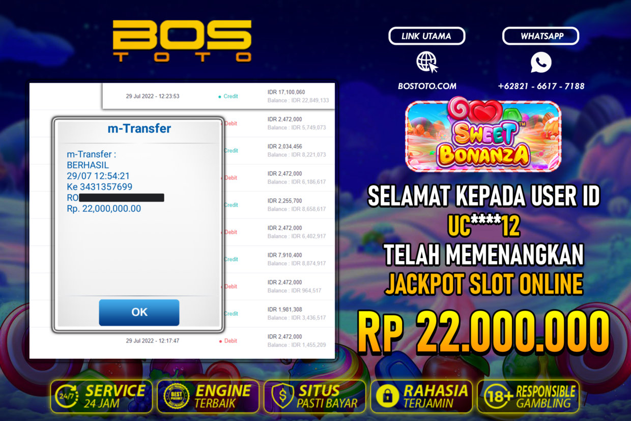 BUKTI PEMBAYARAN JP SLOT ONLINE DI BOSTOTO KEPADA MEMBER UC12