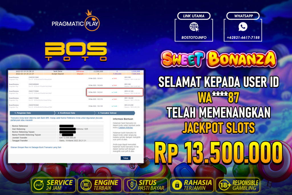 BUKTI PEMBAYARAN JP SLOT ONLINE DI BOSTOTO KEPADA MEMBER WA87