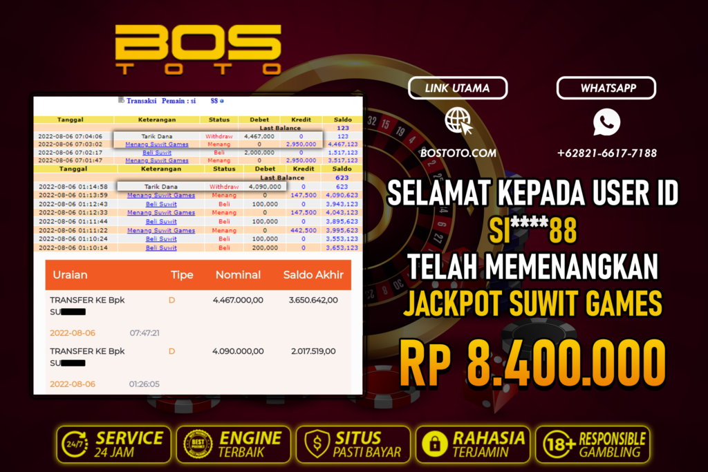 BUKTI PEMBAYARAN JP LIVE CASINO DI BOSTOTO KEPADA MEMBER SI88