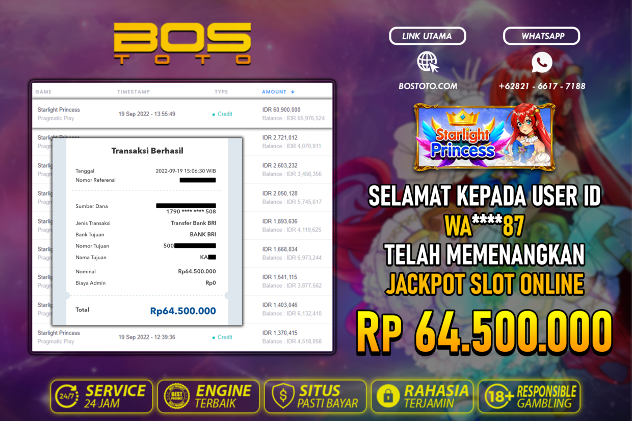 BUKTI PEMBAYARAN JP SLOT ONLINE DI BOSTOTO KEPADA MEMBER WA87