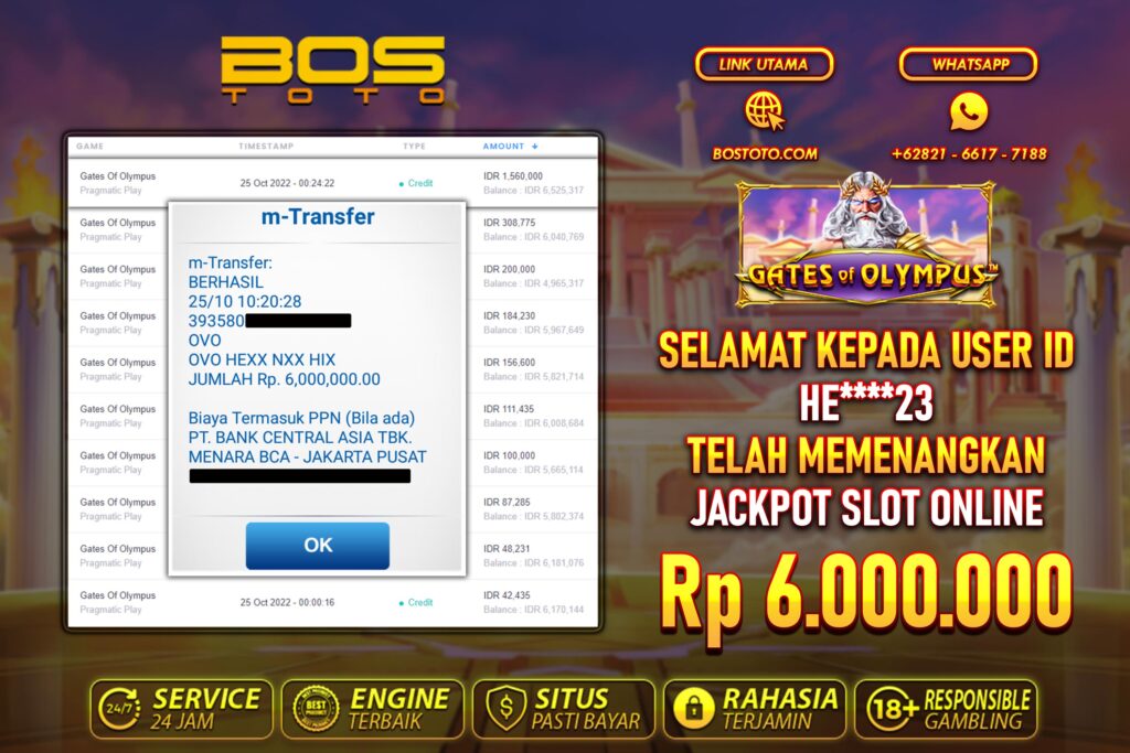 BUKTI PEMBAYARAN JP SLOT ONLINE DI BOSTOTO KEPADA MEMBER HE23