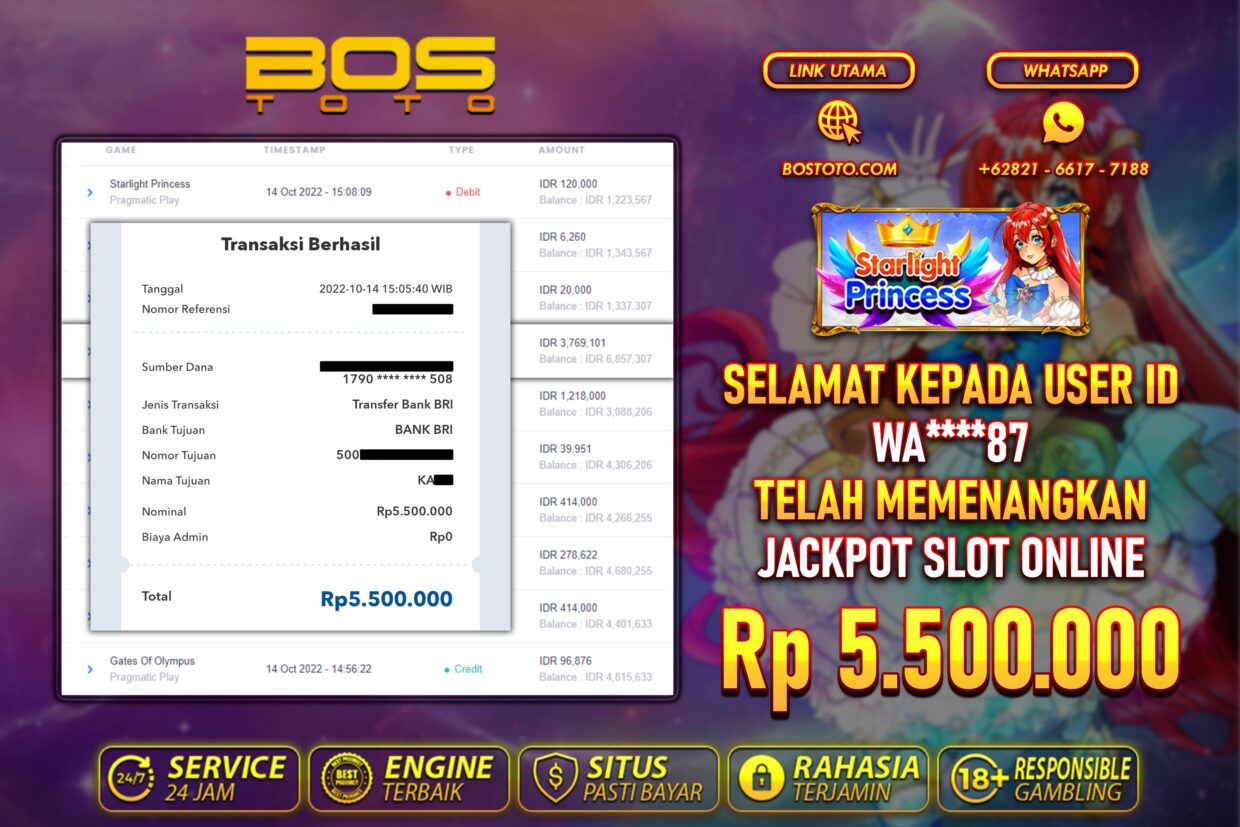 BUKTI PEMBAYARAN JP SLOT ONLINE DI BOSTOTO KEPADA MEMBER WA87