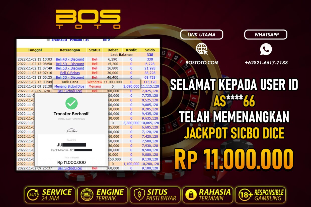 BUKTI PEMBAYARAN JP LIVE CASINO DI BOSTOTO KEPADA MEMBER AS66