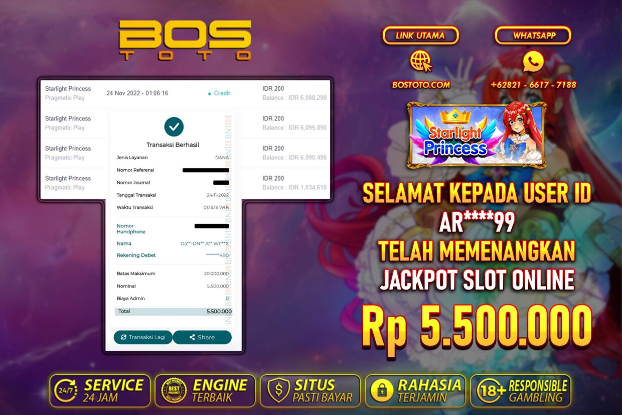 BUKTI PEMBAYARAN JP SLOT ONLINE DI BOSTOTO KEPADA MEMBER AR99