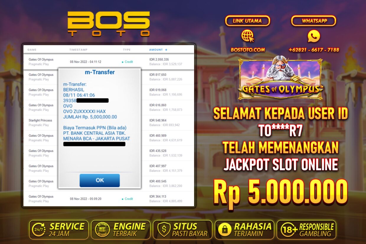 BUKTI PEMBAYARAN JP SLOT ONLINE DI BOSTOTO KEPADA MEMBER TOR7