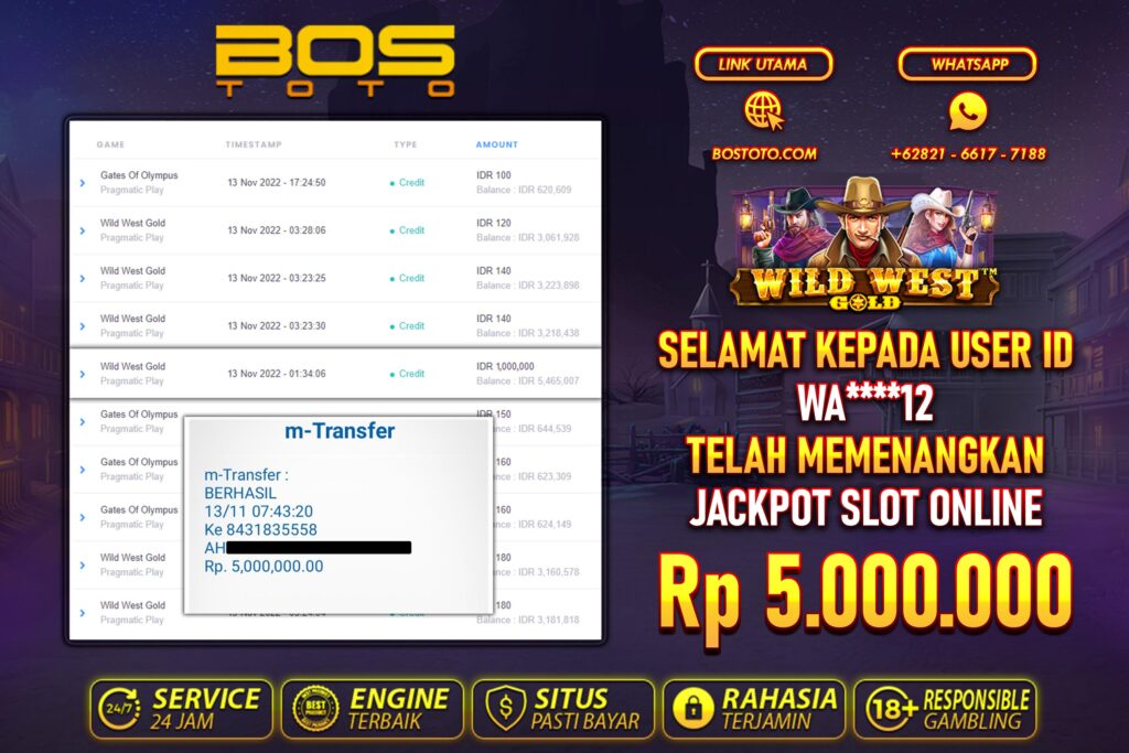 BUKTI PEMBAYARAN JP SLOT ONLINE DI BOSTOTO KEPADA MEMBER WA12