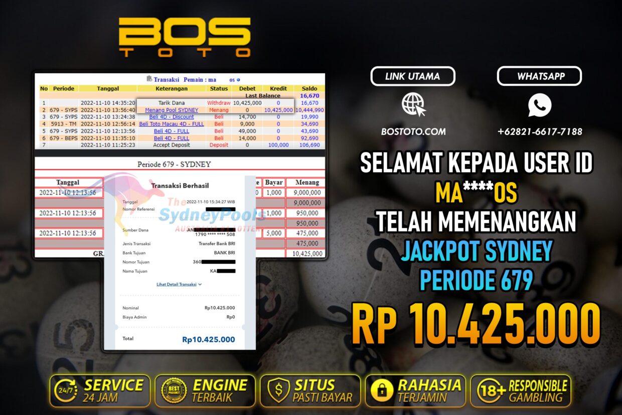 BUKTI PEMBAYARAN JP TOGEL SYDNEY DI BOSTOTO KEPADA MEMBER MAOS