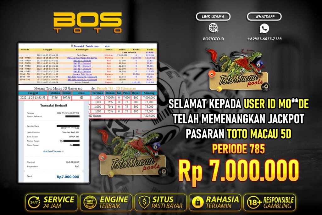 BUKTI PEMBAYARAN JP TOGEL TOTOMACAU DI BOSTOTO KEPADA MEMBER MODE