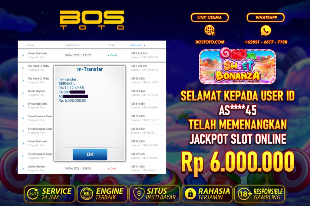 BUKTI PEMBAYARAN JP SLOT ONLINE DI BOSTOTO KEPADA MEMBER AS45