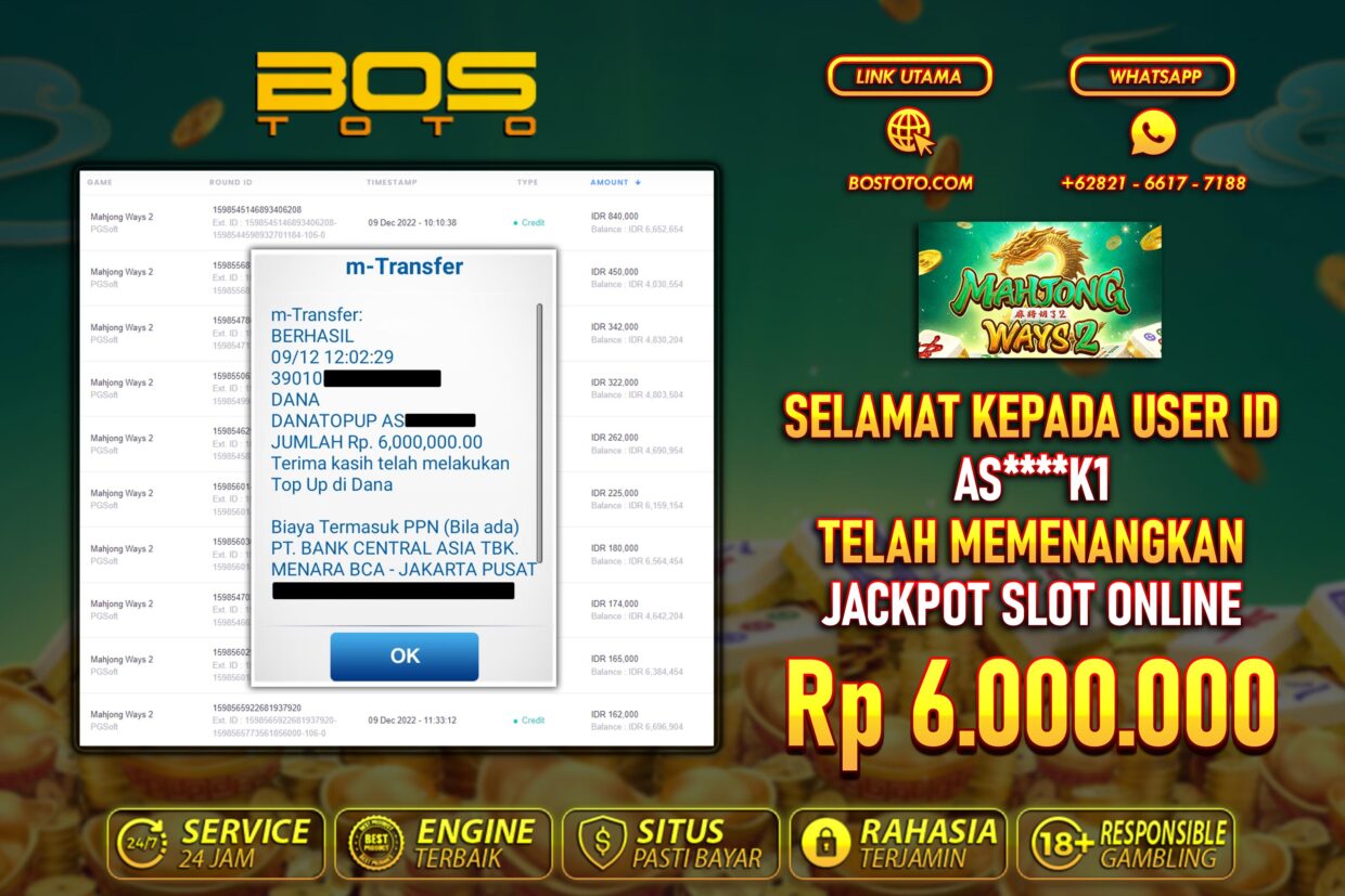 BUKTI PEMBAYARAN JP SLOT ONLINE DI BOSTOTO KEPADA MEMBER ASK1