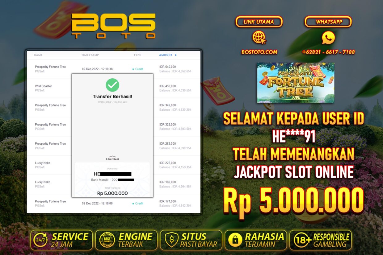 BUKTI PEMBAYARAN JP SLOT ONLINE DI BOSTOTO KEPADA MEMBER HE91