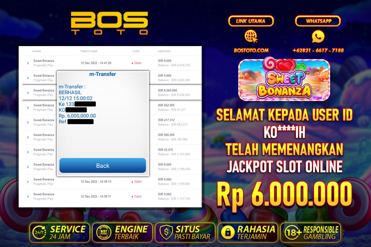 BUKTI PEMBAYARAN JP SLOT ONLINE DI BOSTOTO KEPADA MEMBER KOIH