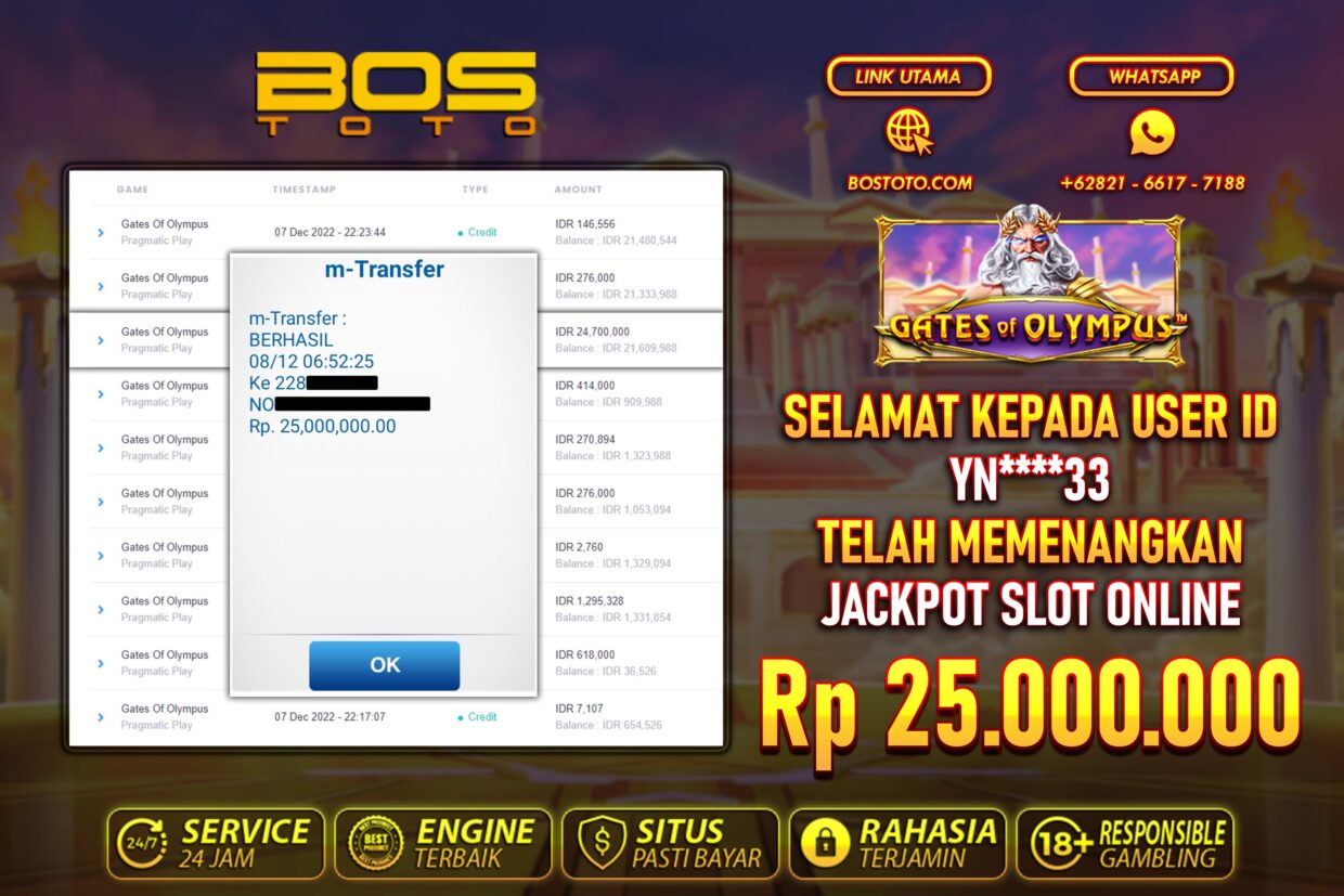 BUKTI PEMBAYARAN JP SLOT ONLINE DI BOSTOTO KEPADA MEMBER YN33