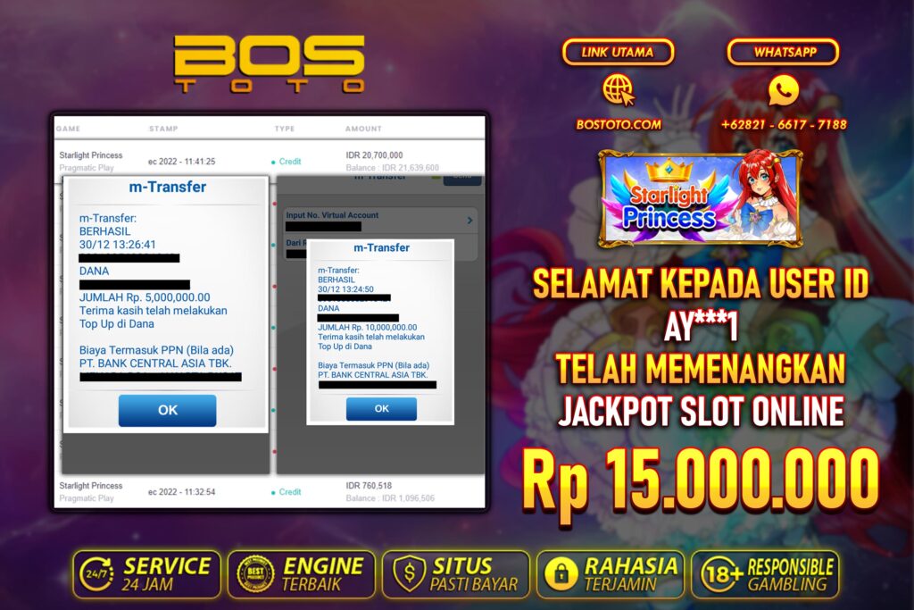 BUKTI PEMBAYARAN JP SLOT ONLINE DI BOSTOTO KEPADA MEMBER AY1