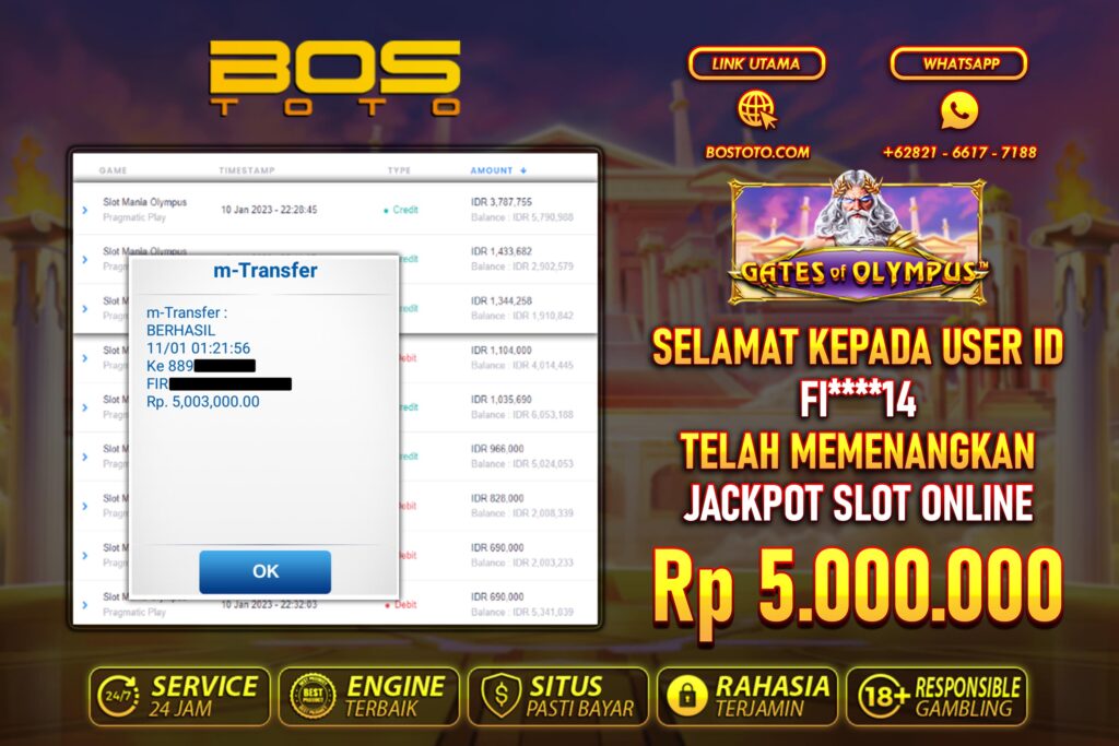 BUKTI PEMBAYARAN JP SLOT ONLINE DI BOSTOTO KEPADA MEMBER FI14