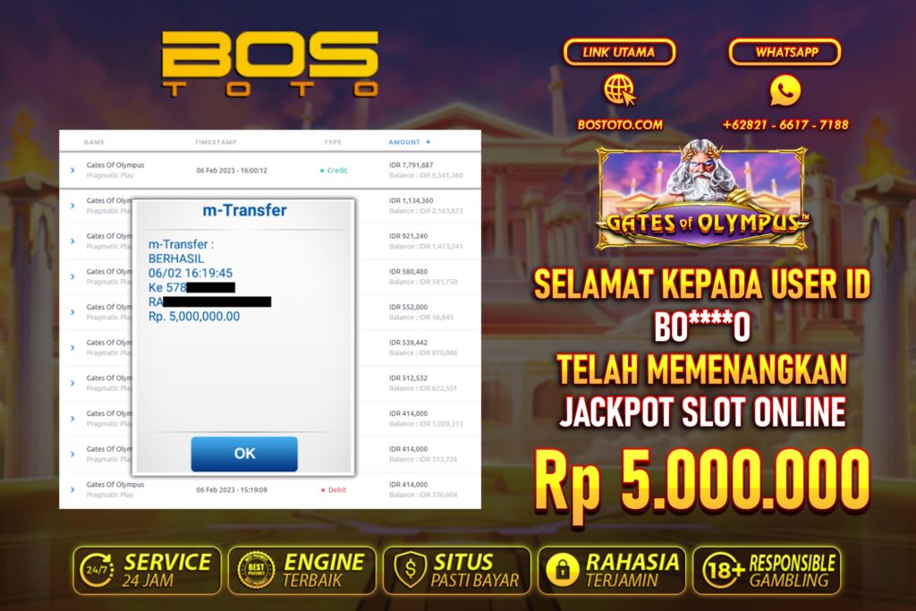 BUKTI PEMBAYARAN JP SLOT ONLINE DI BOSTOTO KEPADA MEMBER BOO