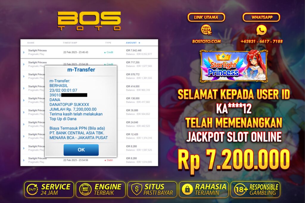 BUKTI PEMBAYARAN JP SLOT ONLINE DI BOSTOTO KEPADA MEMBER KA12