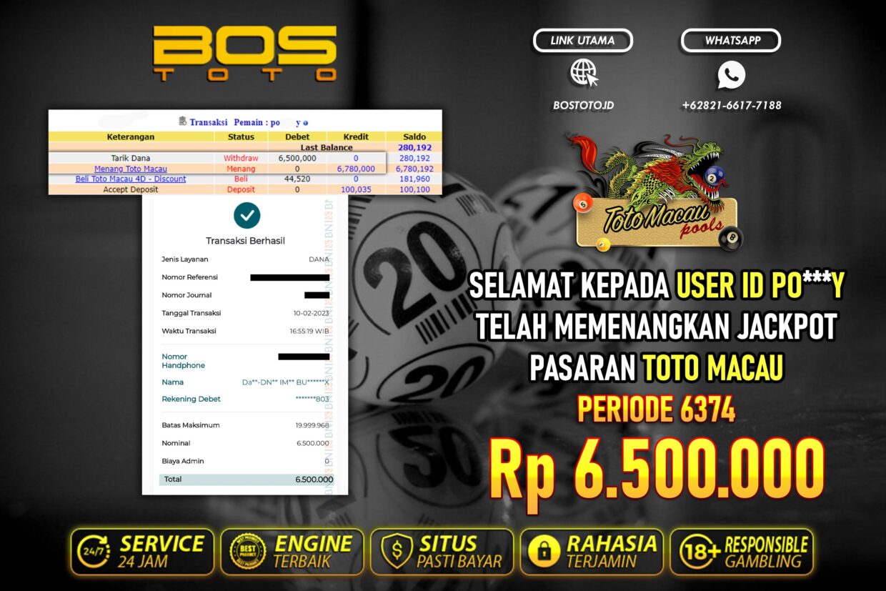 BUKTI PEMBAYARAN JP TOGEL TOTOMACAU DI BOSTOTO KEPADA MEMBER POY