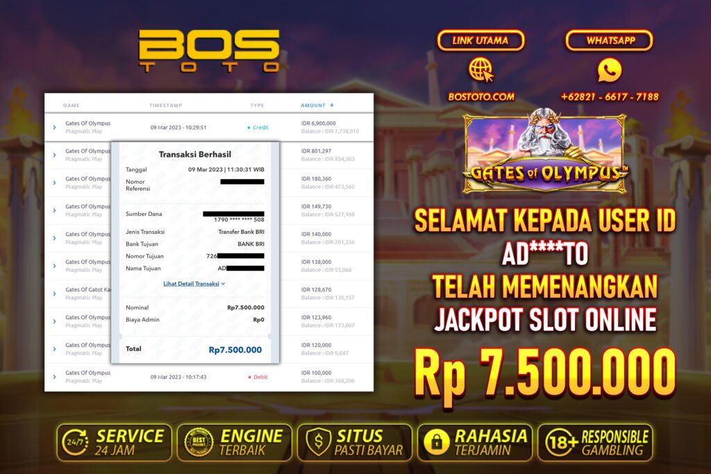 BUKTI PEMBAYARAN JP SLOT ONLINE DI BOSTOTO KEPADA MEMBER ADTO