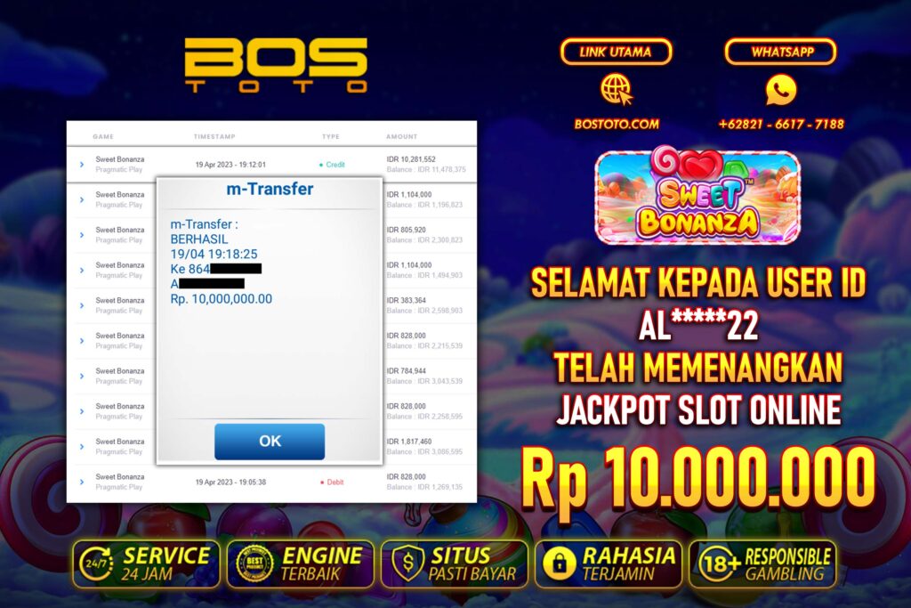 BUKTI PEMBAYARAN JP SLOT ONLINE DI BOSTOTO KEPADA MEMBER AL22