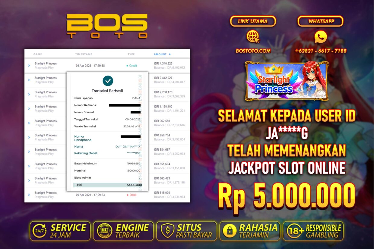 BUKTI PEMBAYARAN JP SLOT ONLINE DI BOSTOTO KEPADA MEMBER JAG