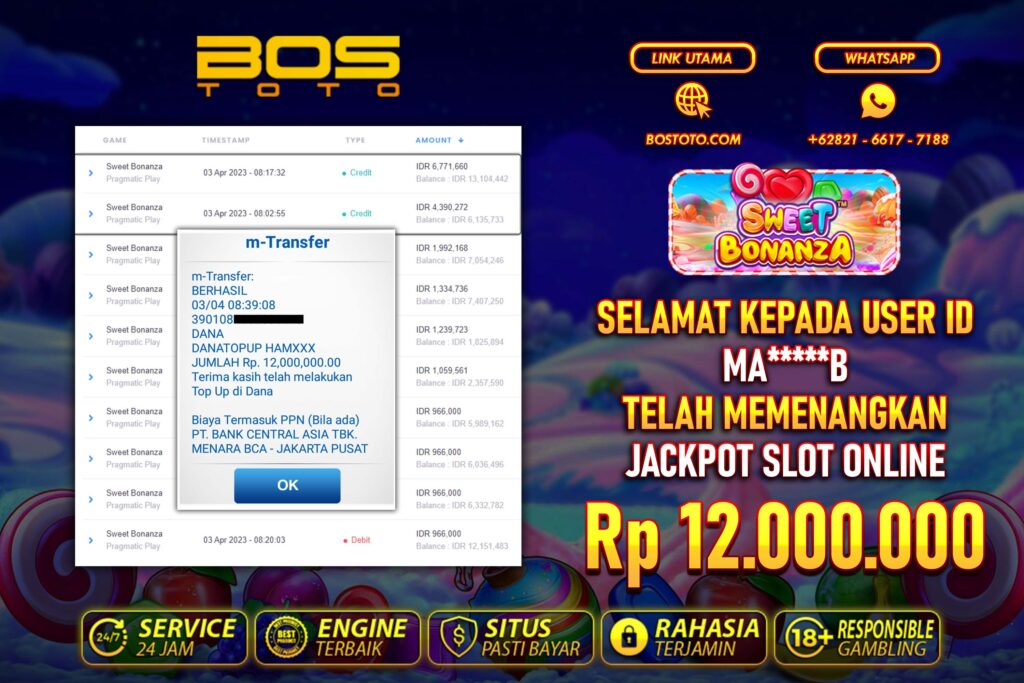 BUKTI PEMBAYARAN JP SLOT ONLINE DI BOSTOTO KEPADA MEMBER MAB