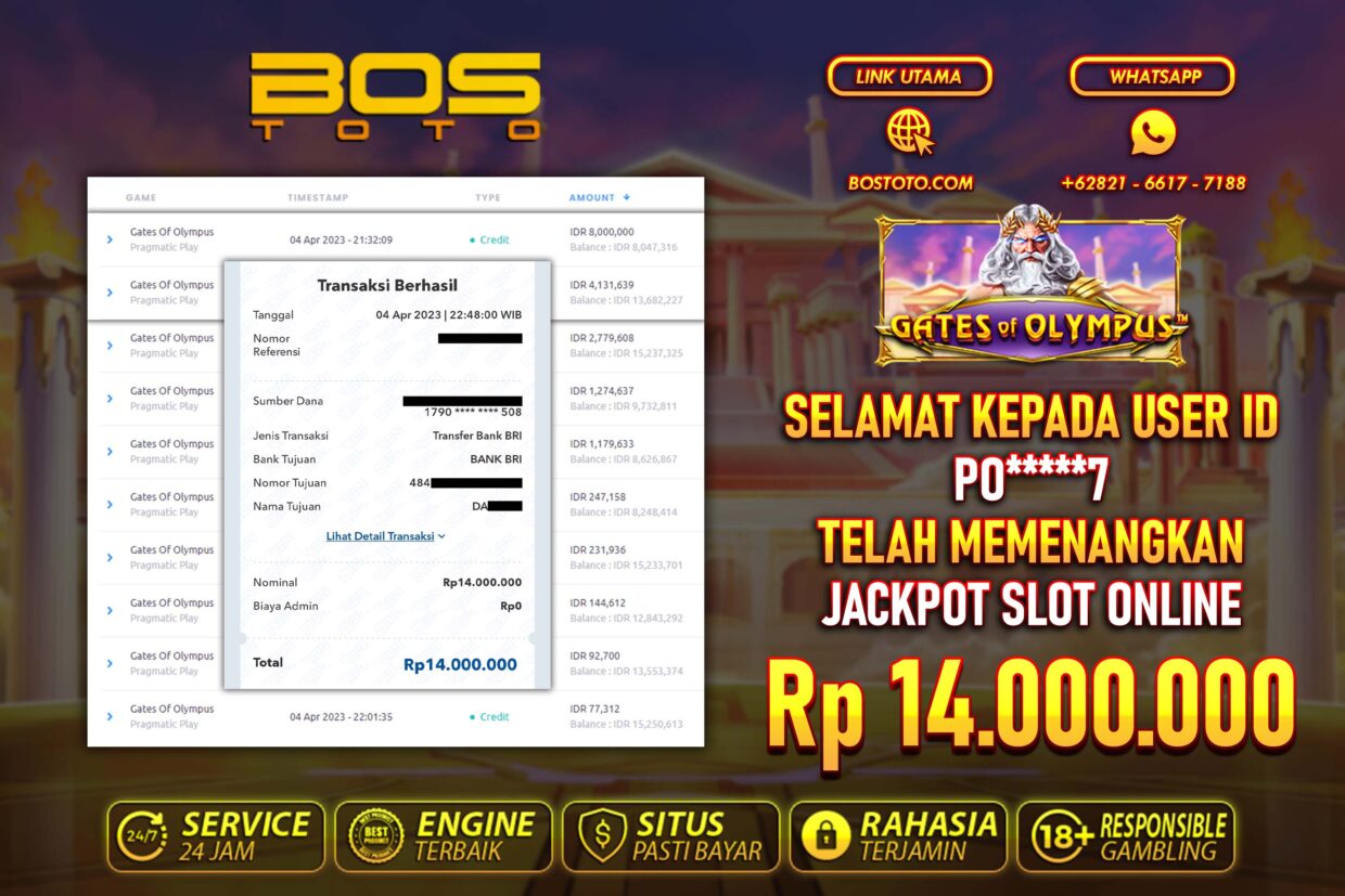 BUKTI PEMBAYARAN JP SLOT ONLINE DI BOSTOTO KEPADA MEMBER PO7