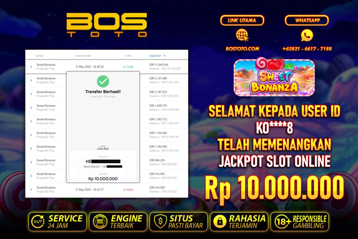 BUKTI PEMBAYARAN JP SLOT ONLINE DI BOSTOTO KEPADA MEMBER KO88