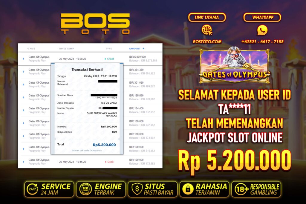 BUKTI PEMBAYARAN JP SLOT ONLINE DI BOSTOTO KEPADA MEMBER TA11