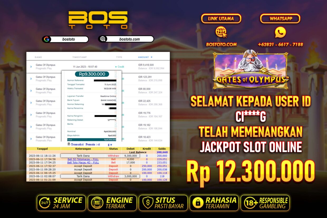 BUKTI PEMBAYARAN JP SLOT ONLINE DI BOSTOTO KEPADA MEMBER CIG