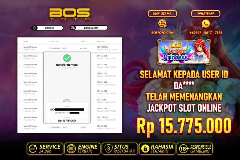 BUKTI PEMBAYARAN JP SLOT ONLINE DI BOSTOTO KEPADA MEMBER DA