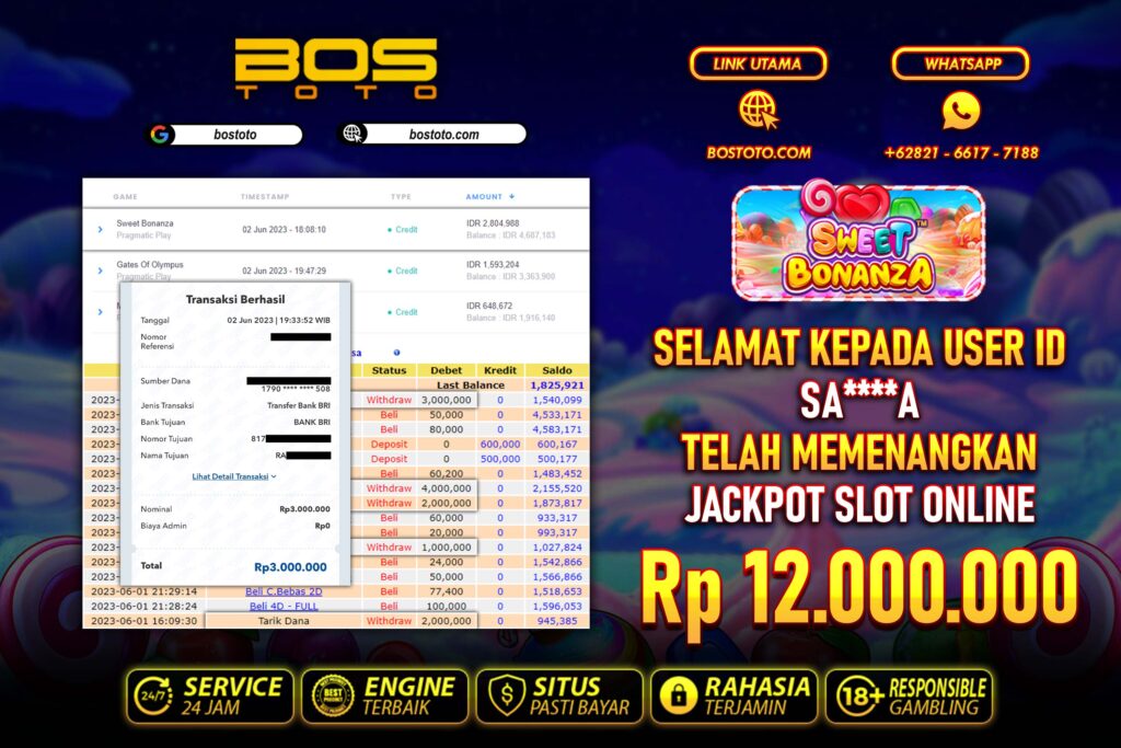 BUKTI PEMBAYARAN JP SLOT ONLINE DI BOSTOTO KEPADA MEMBER SAA