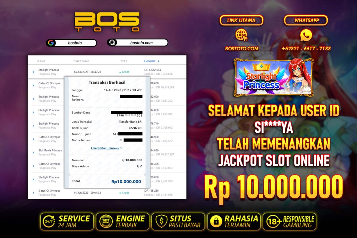 BUKTI PEMBAYARAN JP SLOT ONLINE DI BOSTOTO KEPADA MEMBER SIYA