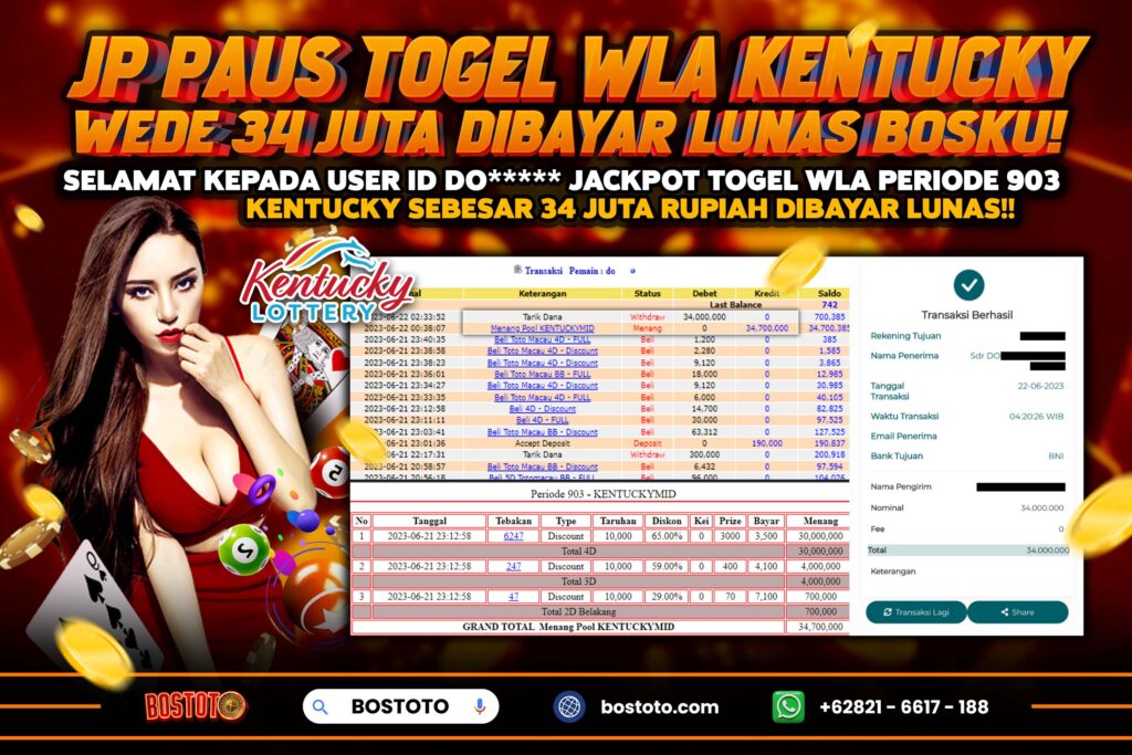 BUKTI PEMBAYARAN JP TOGEL WLA DI BOSTOTO KEPADA MEMBER DO