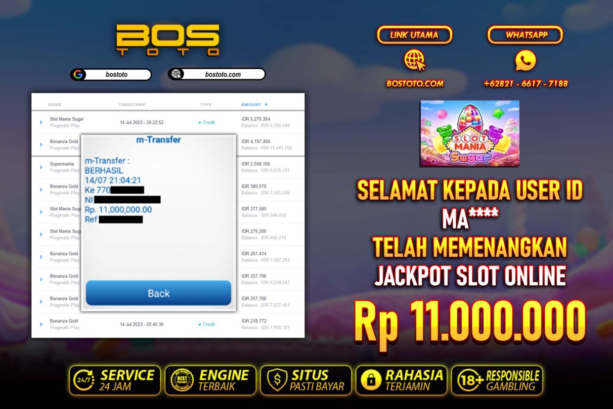 BUKTI PEMBAYARAN JP SLOT ONLINE DI BOSTOTO KEPADA MEMBER MA