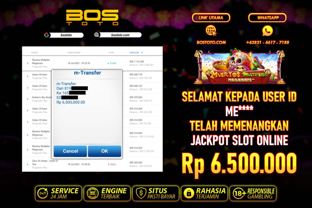 BUKTI PEMBAYARAN JP SLOT ONLINE DI BOSTOTO KEPADA MEMBER ME