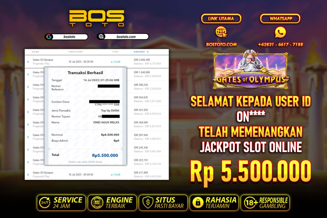 BUKTI PEMBAYARAN JP SLOT ONLINE DI BOSTOTO KEPADA MEMBER ON