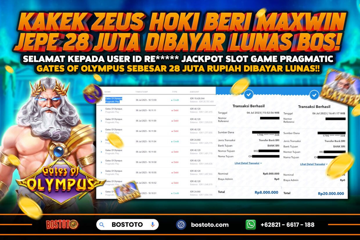 BUKTI PEMBAYARAN JP SLOT ONLINE DI BOSTOTO KEPADA MEMBER RE