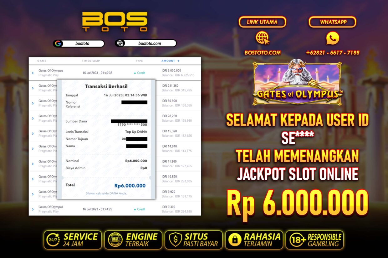 BUKTI PEMBAYARAN JP SLOT ONLINE DI BOSTOTO KEPADA MEMBER SE