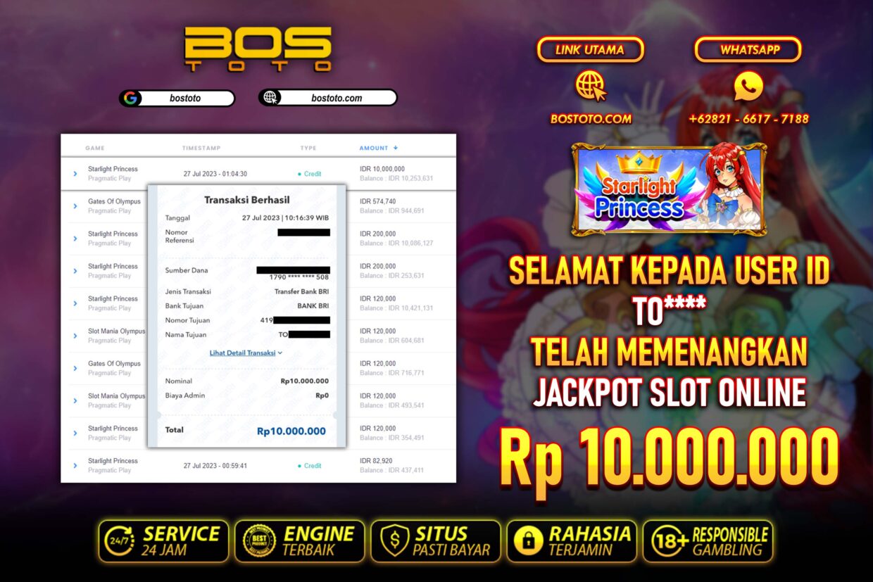 BUKTI PEMBAYARAN JP SLOT ONLINE DI BOSTOTO KEPADA MEMBER TO