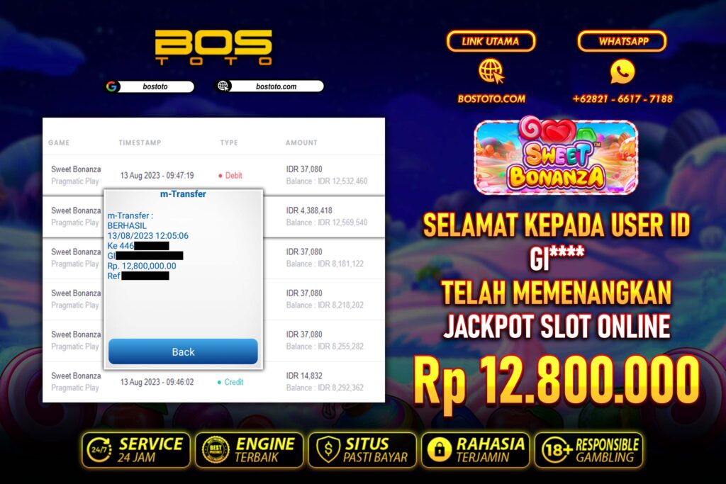 BUKTI PEMBAYARAN JP SLOT ONLINE DI BOSTOTO KEPADA MEMBER GI