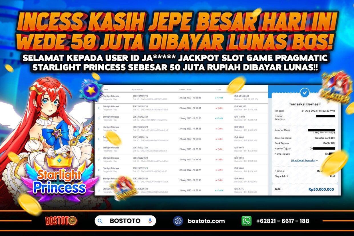 BUKTI PEMBAYARAN JP SLOT ONLINE DI BOSTOTO KEPADA MEMBER JA