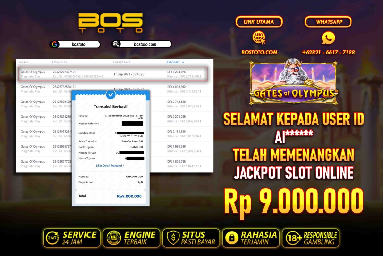 BUKTI PEMBAYARAN JP SLOT ONLINE DI BOSTOTO KEPADA MEMBER AI