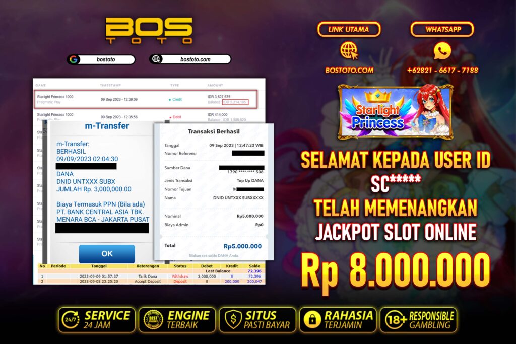 BUKTI PEMBAYARAN JP SLOT ONLINE DI BOSTOTO KEPADA MEMBER SC